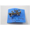 Image 3 : STERLING SILVER BLACK ONYX EARRINGS, STERLING SILVER RUBY-CHIP EYE LIZARD PIN