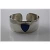 Image 2 : STERLING SILVER AND LAPIS BANGLE BRACELET AND MATCHING EARRINGS