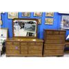 Image 1 : SOLID MAPLE KNECHTEL BEDROOM SUITE INCLUDING 9 DRAWER DRESSER WITH 5 DRAWER HIGHBOY AND TWO