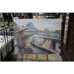 "ON THE RIVER" ACRYLIC PAINTING BY OTTO JEGODTKA   40" X 30"