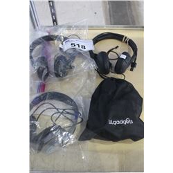 SHELF LOT OF 4 SETS OF HEADPHONES