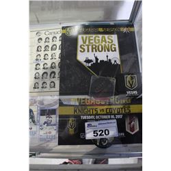 LOT OF HOCKEY COLLECTABLES - LAS VEGAS GOLDEN NIGHTS POSTER AND PUCK, AUTOGRAPHED PUCK BY BOSTON