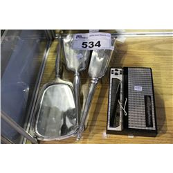 STERLING SILVER BRUSH SET WITH SMALL MUSICAL INSTRUMENT