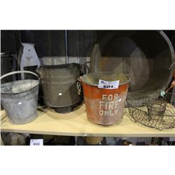 SHELF LOT INCLUDING COLLECTABLES, FIRE BUCKET AND MORE