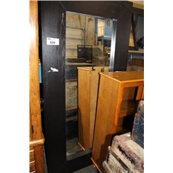 LARGE WALNUT FRAMED MIRROR, TWO DOOR BOOKCASE