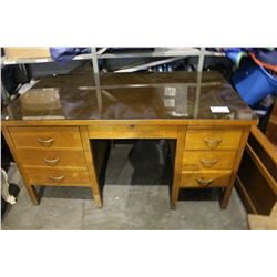 DOUBLE PEDESTAL OAK DESK