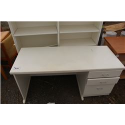 WHITE DESK AND SHELVING UNIT