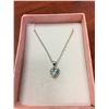 Image 2 : CERTIFIED 1CT BLUE TOPAZ & DIAMOND NECKLACE, HEART SHAPE, BABY BLUE COLOUR,