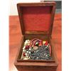 Image 2 : BEAUTIFULLY CARVED WOODEN BOX FILLED WITH ESTATE JEWELLERY