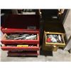 Image 1 : 2 WOODEN CABINETS FILLED WITH ASSORTED MILLING/METAL WORKERS CUTTERS, PARTS & ACCESSORIES