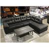 Image 2 : 2 PCS DARK GREY UPHOLSTERED SECTIONAL SOFA