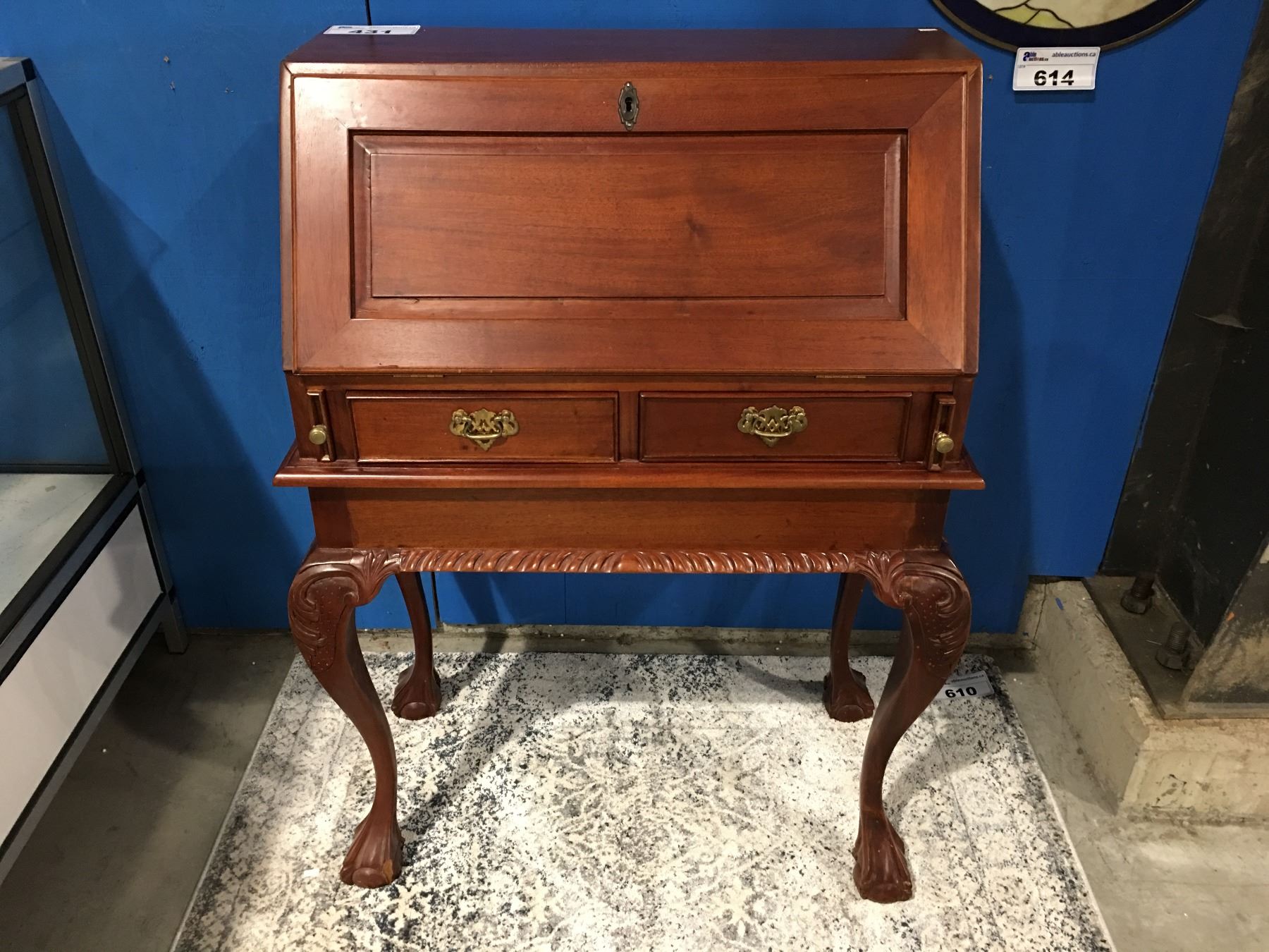 Mahogany Claw Foot Small Drop Front Writing Desk