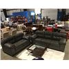 Image 2 : 2 PCS GREY LEATHER SOFA & LOVE SEAT SET