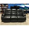 Image 1 : BLACK LEATHER 3 SEATER RECLINING SOFA