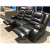 Image 2 : BLACK LEATHER 3 SEATER RECLINING SOFA
