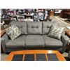 Image 2 : 2 PCS GREY UPHOLSTERED SOFA & CHAIR SET WITH 3 THROW CUSHIONS