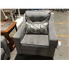 Image 3 : 2 PCS GREY UPHOLSTERED SOFA & CHAIR SET WITH 3 THROW CUSHIONS