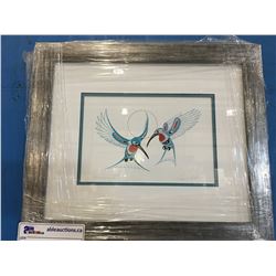 FRAMED RICHARD SHORTY PRINT "HUMMINGBIRDS"  MEASURES 13" X 15"