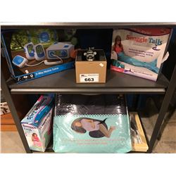 2 SHELVES OF ASSORTED BABY RELATED ITEMS (6 PCS TOTAL)