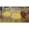 Image 1 : Qty 2 Knoll Modern Side Chairs - White w/Yellow Seat Pads, Seat 21" wide at widest section