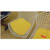 Image 3 : Qty 2 Knoll Modern Side Chairs - White w/Yellow Seat Pads, Seat 21" wide at widest section
