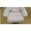 Image 2 : Stressless Leather Lounge Chair w/Ottoman - Ekornes (Norway), Ivory w/Circular Wooden Base