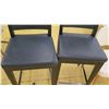 Image 2 : Qty 2 Black Bar-Height Chairs w/Leather Seats, Wooden Frame, Seat 18" Wide, some surface wear and te