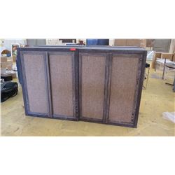 4-Door Tall Wooden Cabinet w/Textured Panels, Dark Wood Frame, 2 Pieces (each piece 43.5" W, 24" D, 