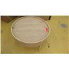 Image 1 : Round Natural Wood Side Table w/Storage Compartment, 25.5" Dia., 14.5" H
