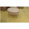 Image 2 : Round Natural Wood Side Table w/Storage Compartment, 25.5" Dia., 14.5" H
