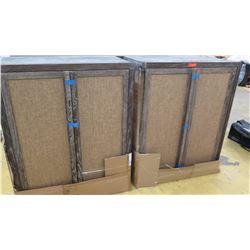 4-Door Tall Wooden Cabinet w/Textured Panels, Dark Wood Frame, 2 Pieces (each piece 43.5" W, 24" D, 