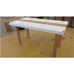 Tall Parsons Table - Natural Wood Legs, White Top, 6ft X 3ft, 38" Tall, minor damages  on leg and la