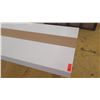 Image 2 : Tall Parsons Table - Natural Wood Legs, White Top, 6ft X 3ft, 38" Tall, minor damages  on leg and la