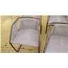 Image 2 : Qty 6 Cantilever Chairs - Beige Natural Leather, Woven Sides, Seat 19" Wide