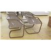 Image 8 : Qty 6 Cantilever Chairs - Beige Natural Leather, Woven Sides, Seat 19" Wide