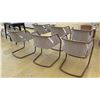 Image 9 : Qty 6 Cantilever Chairs - Beige Natural Leather, Woven Sides, Seat 19" Wide