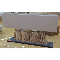 Large Rectangular Lamp w/Natural Driftwood Base, Box Shade (45" x 10"), 27" H (shade sits perfectly 