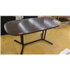 Image 1 : Large Dark Wood Table w/Black Base, Rounded Corners, 5ft L, 30" W, 28.5" Tall