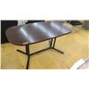Image 1 : Large Dark Wood Table w/Black Base, Rounded Corners, 5ft L, 30" W, 28.5" Tall