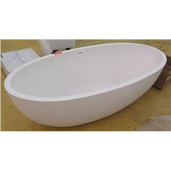 Large Oval Freestanding Bathtub, Resin Composite?, 67" L X, 31.5" W, 19" H