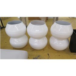 Qty 6 Rounded White Acrylic Planters, Metalic w/ Gloss Overlay, Shows Signs of Wear, Approx. 13" H, 