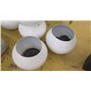 Image 3 : Qty 6 Rounded White Acrylic Planters, Metalic w/ Gloss Overlay, Shows Signs of Wear, Approx. 13" H, 