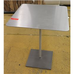 Brushed Steel Square Table w/Square Base, 24" X 24", 30" H