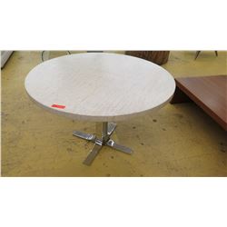 Round Composite Table w/Mirrored Chrome Base, 4 ft. Dia., 31" H