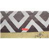 Image 2 : Area Rug: Kelim, White/Brown Geometric Pattern, Approx. 4'10 x 13'9, shows wear and tear, some disco