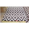Image 3 : Area Rug: Kelim, White/Brown Geometric Pattern, Approx. 4'10 x 13'9, shows wear and tear, some disco