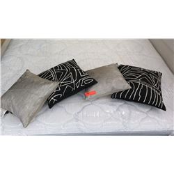 4 Small Accent Pillows (2 silver ones are Donna Karan)