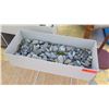 Image 2 : Pair: Powder-Coated Gray Metal Planter Stands w/Rocks & Moss, 15" H, 12" Dia.