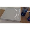 Image 2 : Set of 4 Square Williams Sonoma Ceramic Dishes, Salad Plates, Blue Beverage Glasses, Tabletops Galle