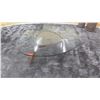 Image 1 : Contemporary Triangular Glass-Topped Coffee Table, 45.5" across, 15" H
